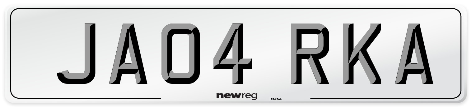 JA04 RKA Number Plate from New Reg